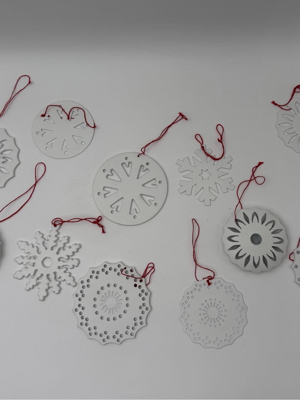11 Crate & Barrel metal snowflake ornaments